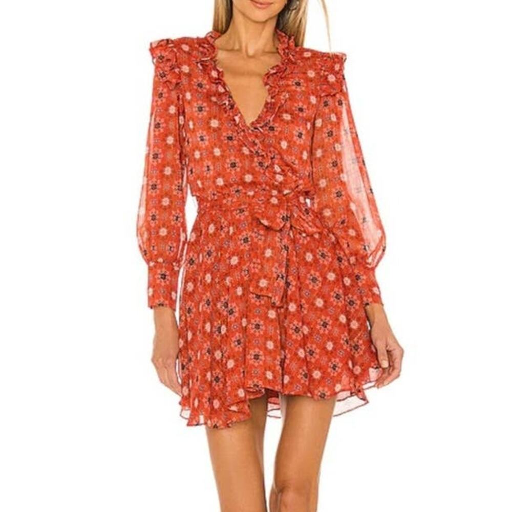 MISA Los Angeles Veruka Floral Ruffled Mini Dress Size Small